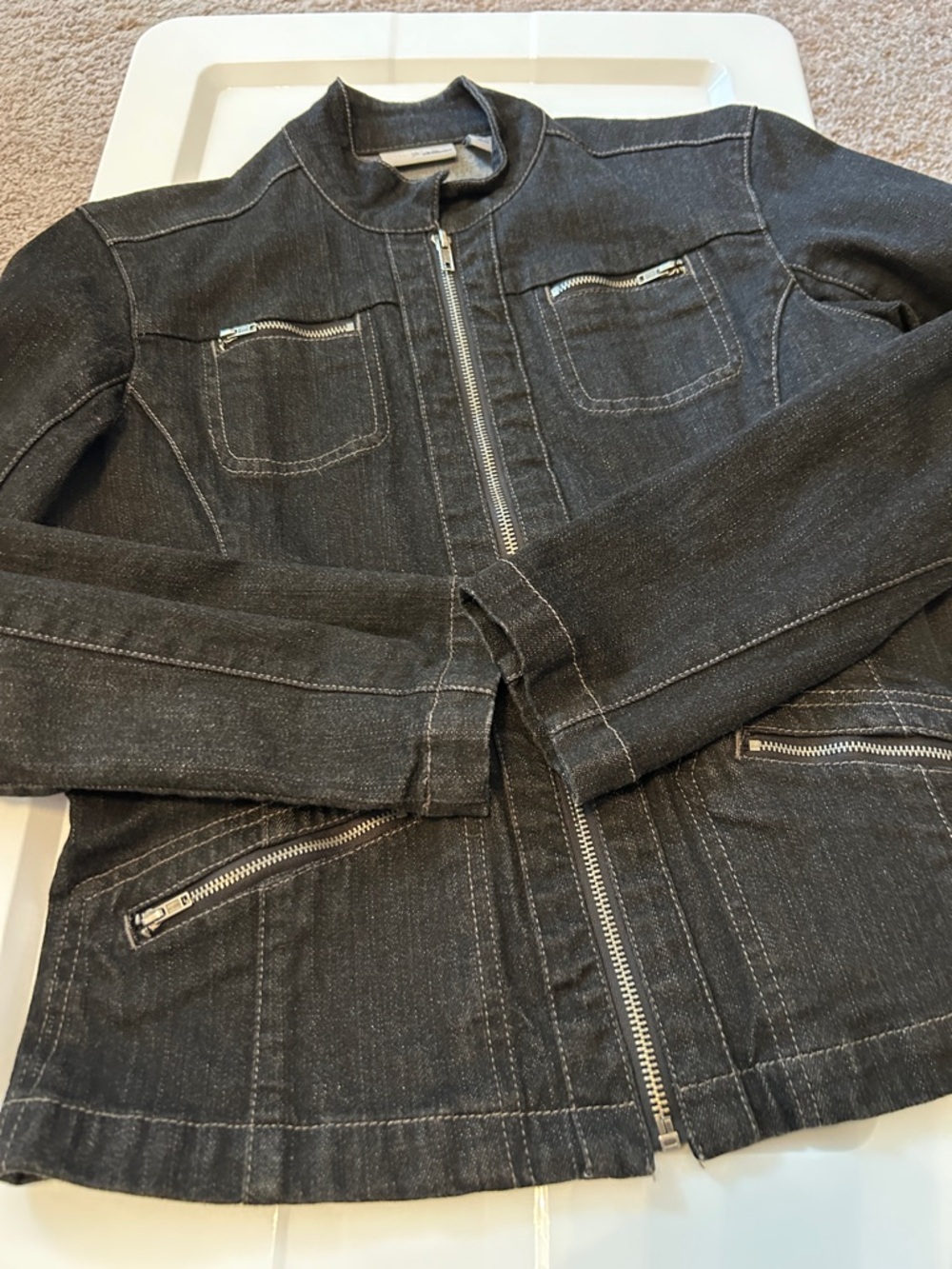 SOLD! Chico’s Women’s Black Denim Jean Jacket - Picture 13 of 15